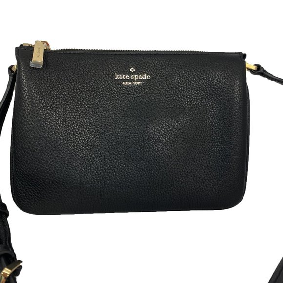 kate spade Handbags - Kate Spade Triple Gusset Crossbody Pebbled Leather Black Latest Fashion